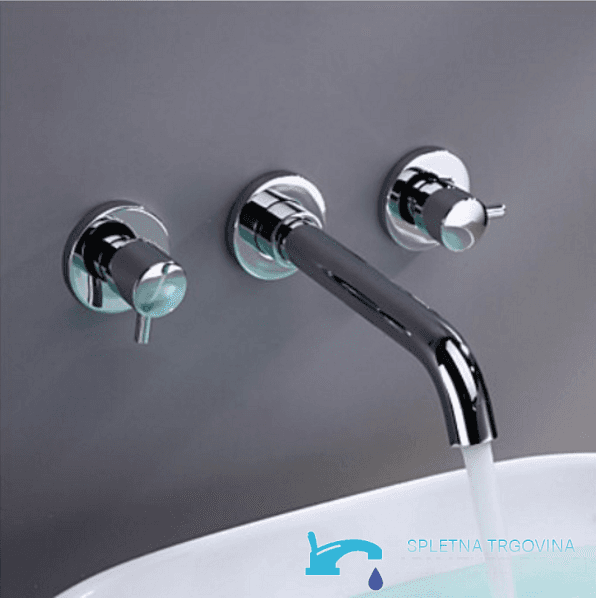 Waschtischarmatur EYN SU2321 mit LED zur Wandmontage aus Messing in Chrom