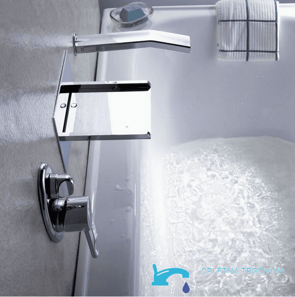 Unterputz-Wannenarmatur EYN PSK7917 mit LED-Wasserfallauslauf, Ausziehbrause und mehreren Farbausführungen wie Chrom und Schwarz