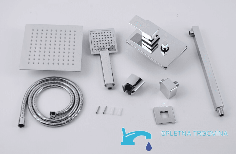Unterputz-Duschsystem EYN PT94731 mit LED-Mehrstrahlbrause in Chrom und Silber
