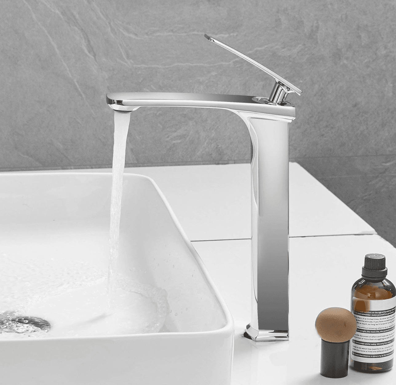 Hohe Waschtischarmatur ELITE EDITION BC1351 für Aufsatzwaschbecken in Chrom oder Silber