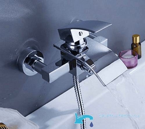 Wand-Wannenarmatur EYN3535 aus Messing mit Wasserfallauslauf in Chrom und Silber