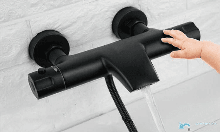 Badewannenarmatur EYN NTA1631 mit Thermostat und 2-Strahl-Handbrause in Mattschwarz