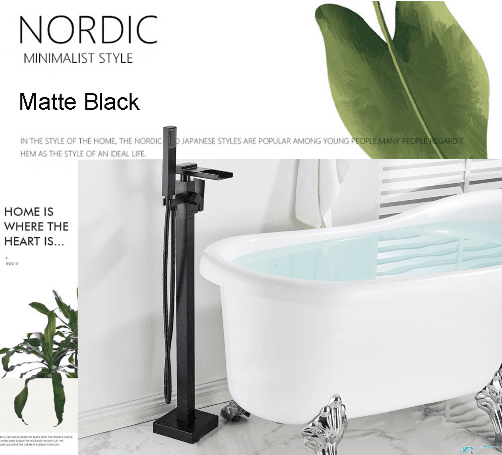 Freistehende Badewannenarmatur SB1720 mit Wasserfallauslauf und LED in mehreren Farbausführungen