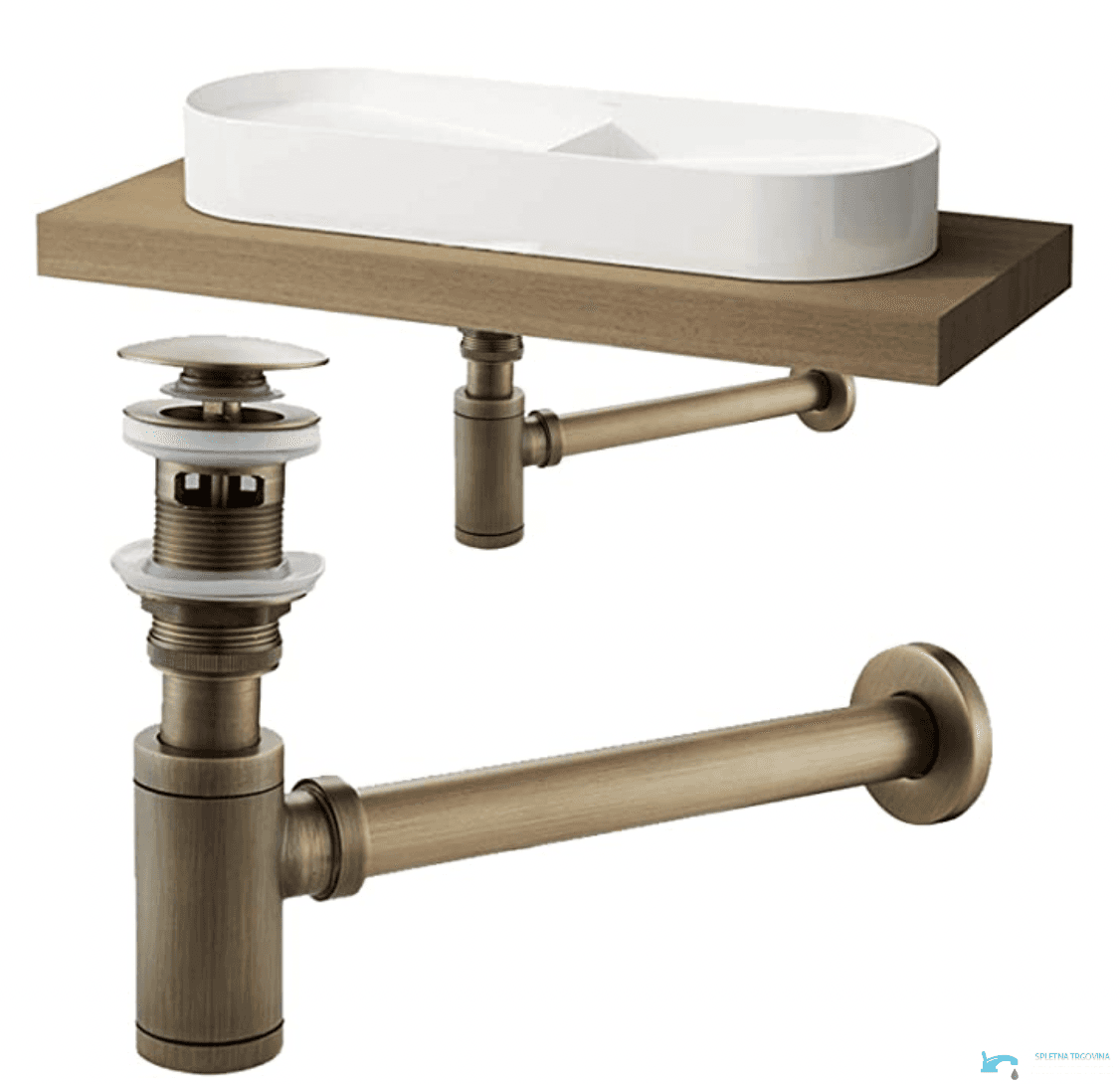 Pop-up-Siphon EYN SAQ1556 in Antikbronze, Antikmessing oder Antikmessing mit schwarzer Dichtung