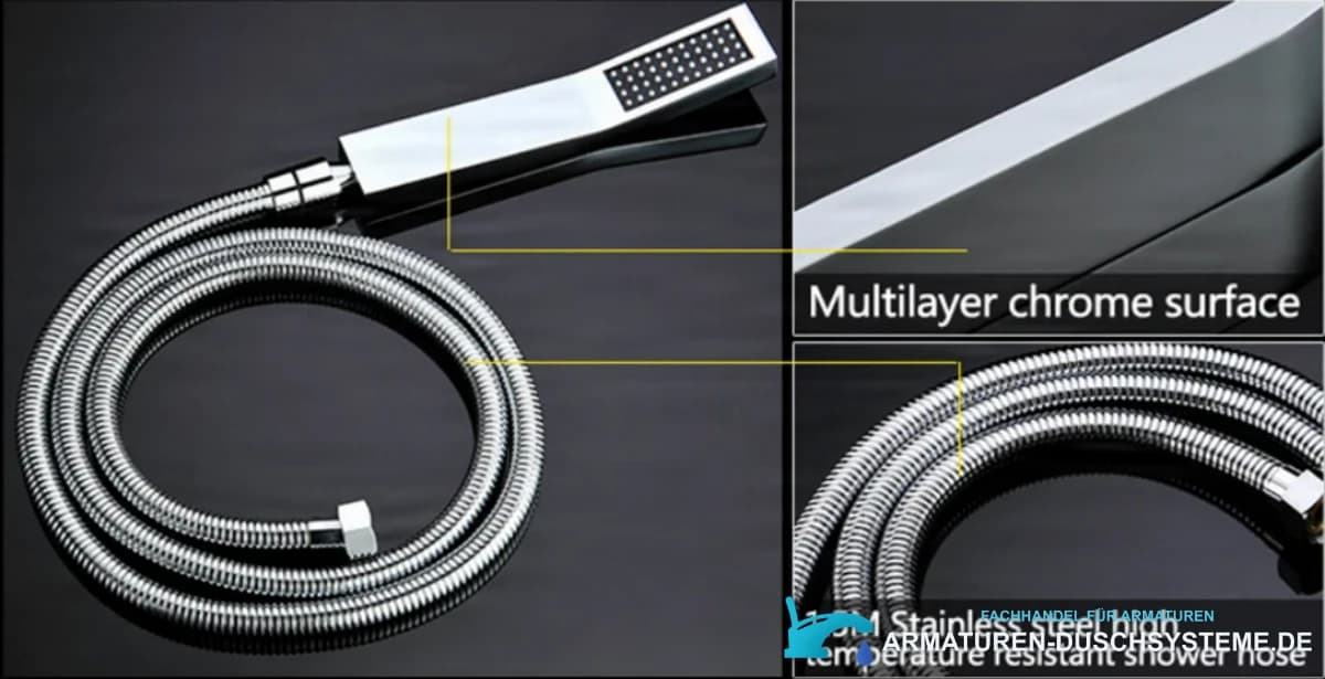Unterputz-Duschsystem ELITE EDITION BCS1557 in Schwarz oder Mattschwarz mit LED, Wasserfall, Massagedüsen und Thermostat