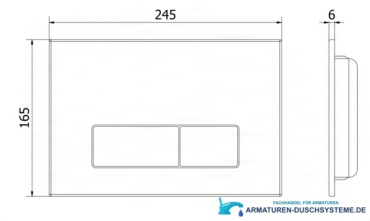 Technische Zeichnung der Betätigungsplatte BW1737 (245 × 165 × 6 mm)