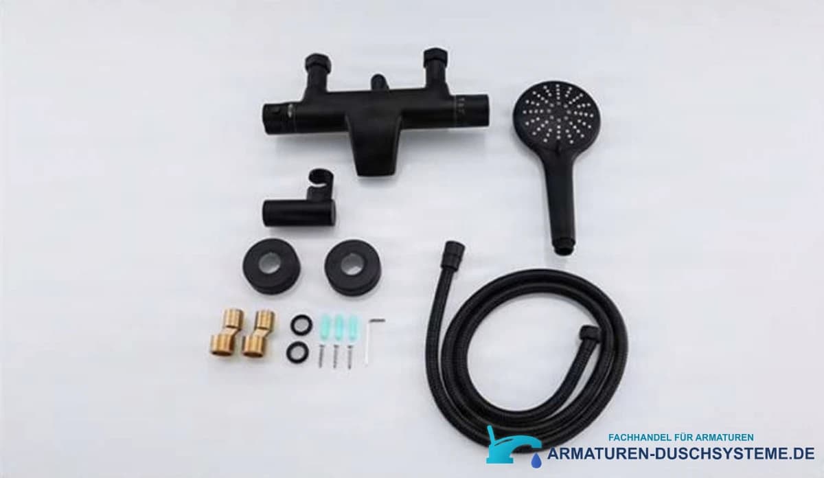 Schwarze Thermostat-Badewannenarmatur NTA1631 in mattem Schwarz