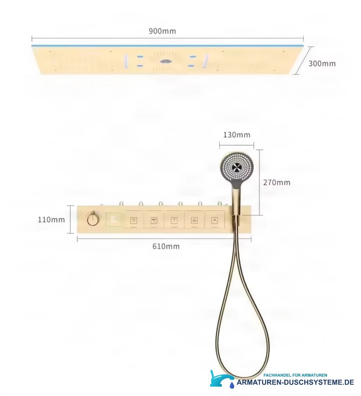 Unterputz-Duschsystem ELITE EDITION BCS1045 mit 6 Funktionen, Thermostat und LED in mehreren Farbausführungen