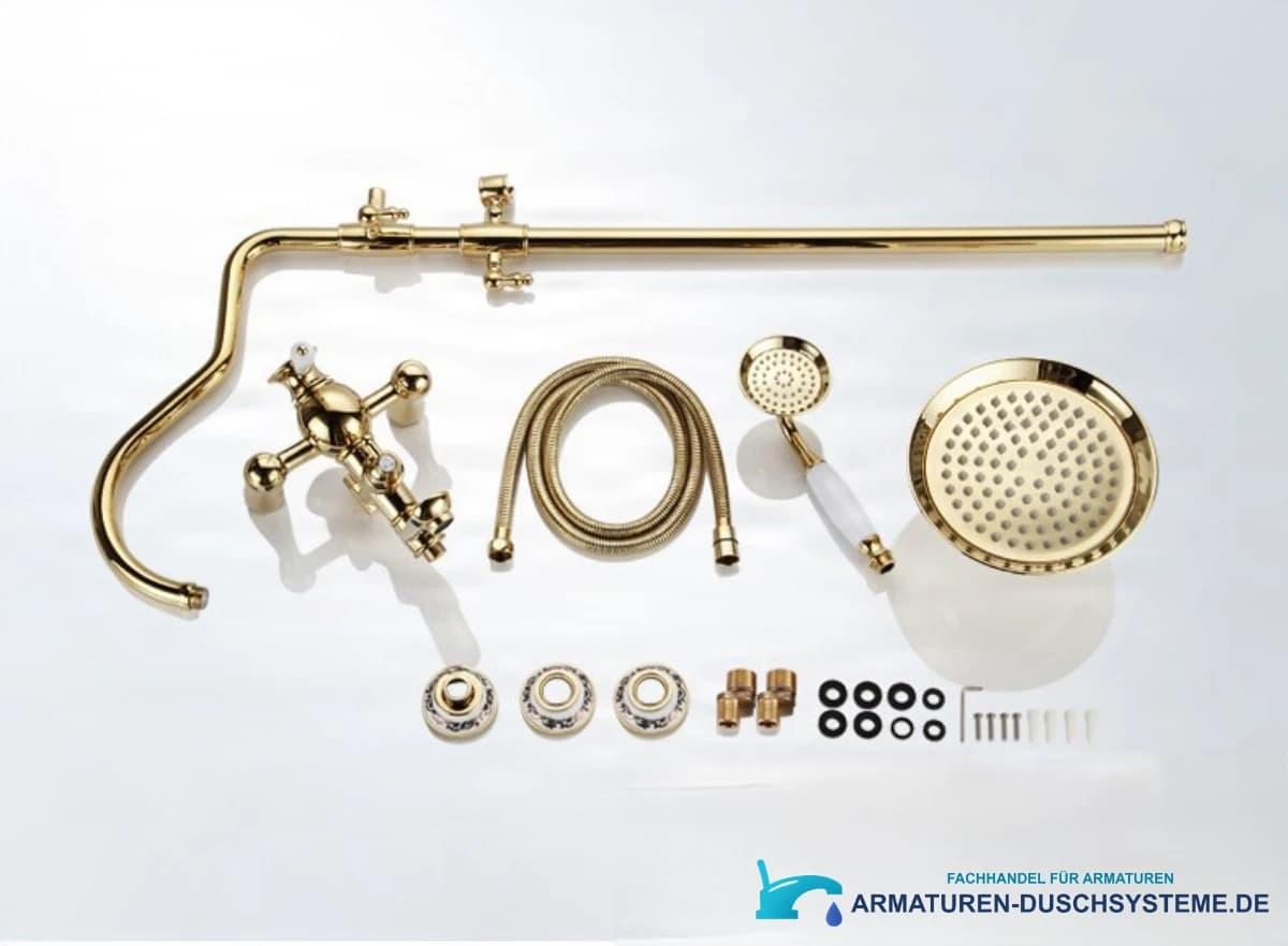 Duschpaneel im klassischen Design woo-1872 in glänzendem Gold