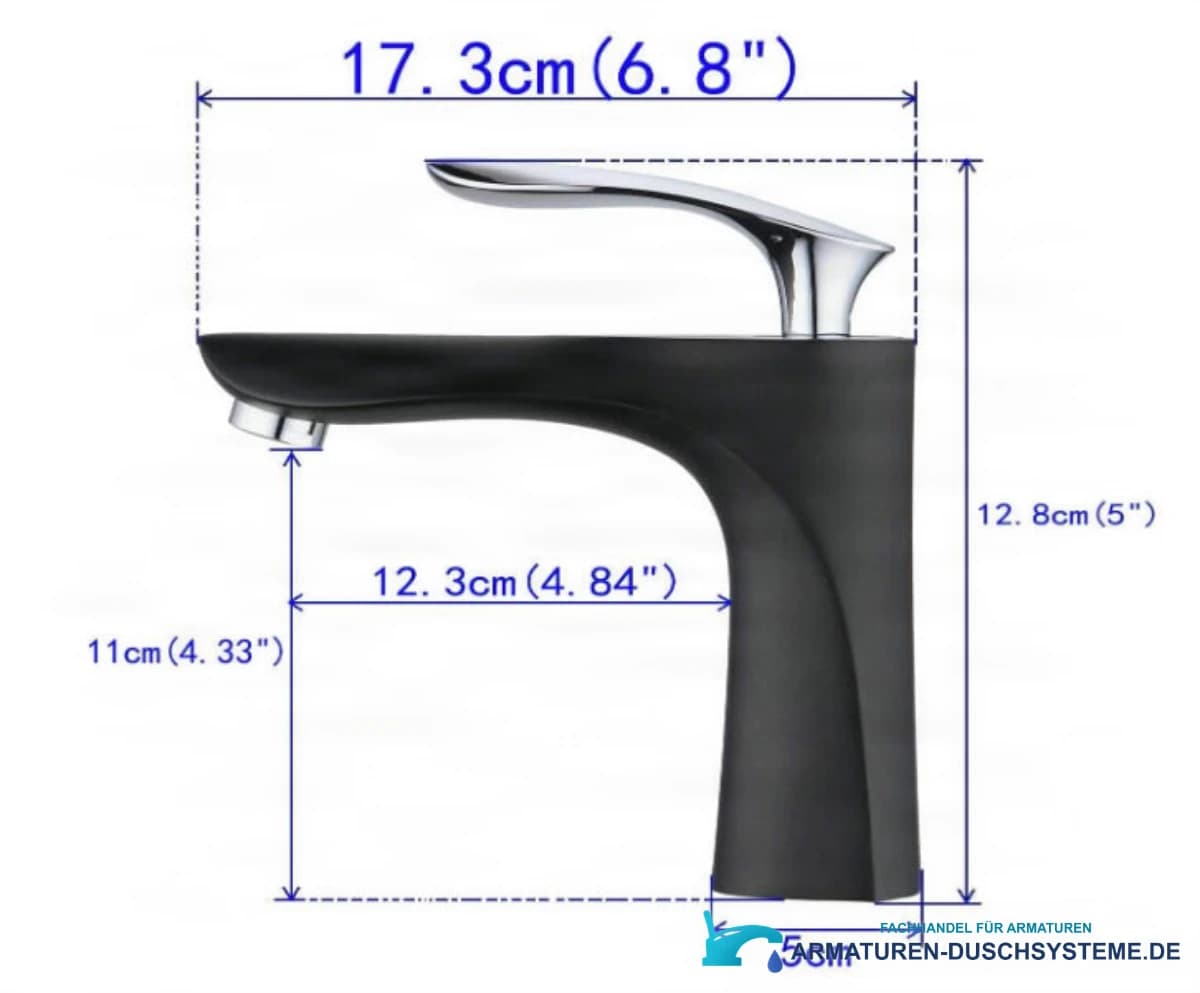 Technische Zeichnung der Waschtischarmatur ELITE EDITION BS1210 (17,3 × 12,8 cm)