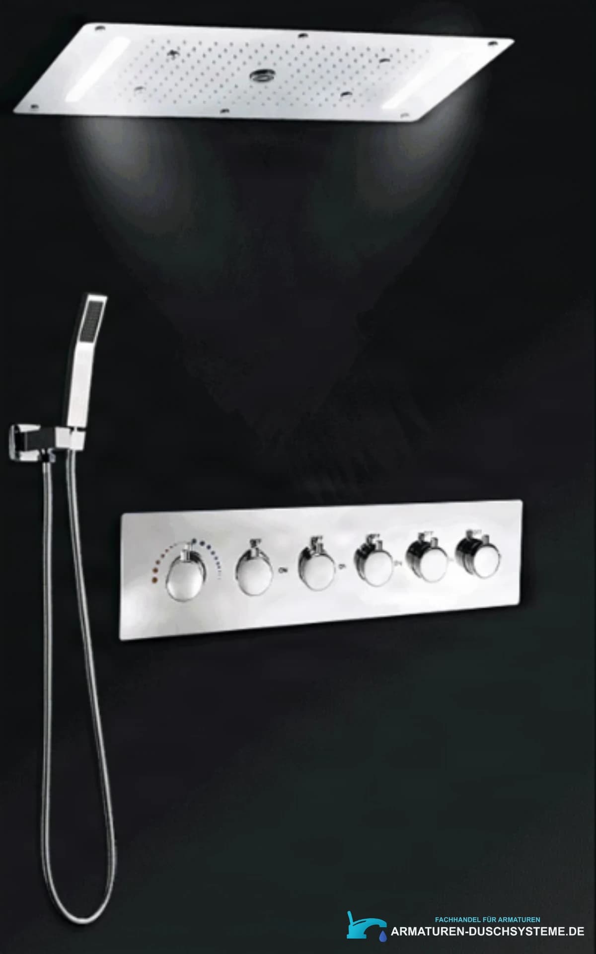 Unterputz-Duschsystem ELITE EDITION BCS1557 in Schwarz oder Mattschwarz mit LED, Wasserfall, Massagedüsen und Thermostat — Ansicht 28