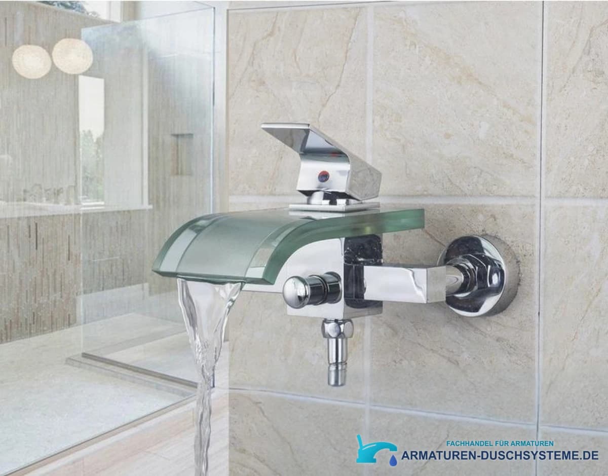 Wand-Badewannenarmatur EYN SAK4783 in Chrom mit Glas-Wasserfallauslauf