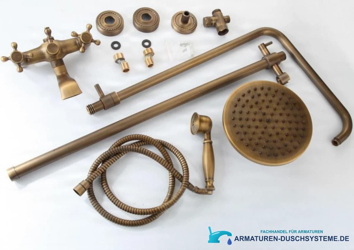 Duschsystem im Antikstil NSB76437 mit antikem Messingfinish