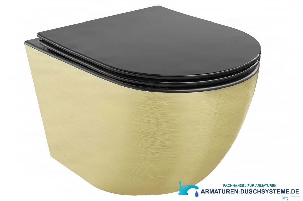 Toilette DELUXE TO1699 in gebürsteter Goldoptik mit schwarzem Sitz