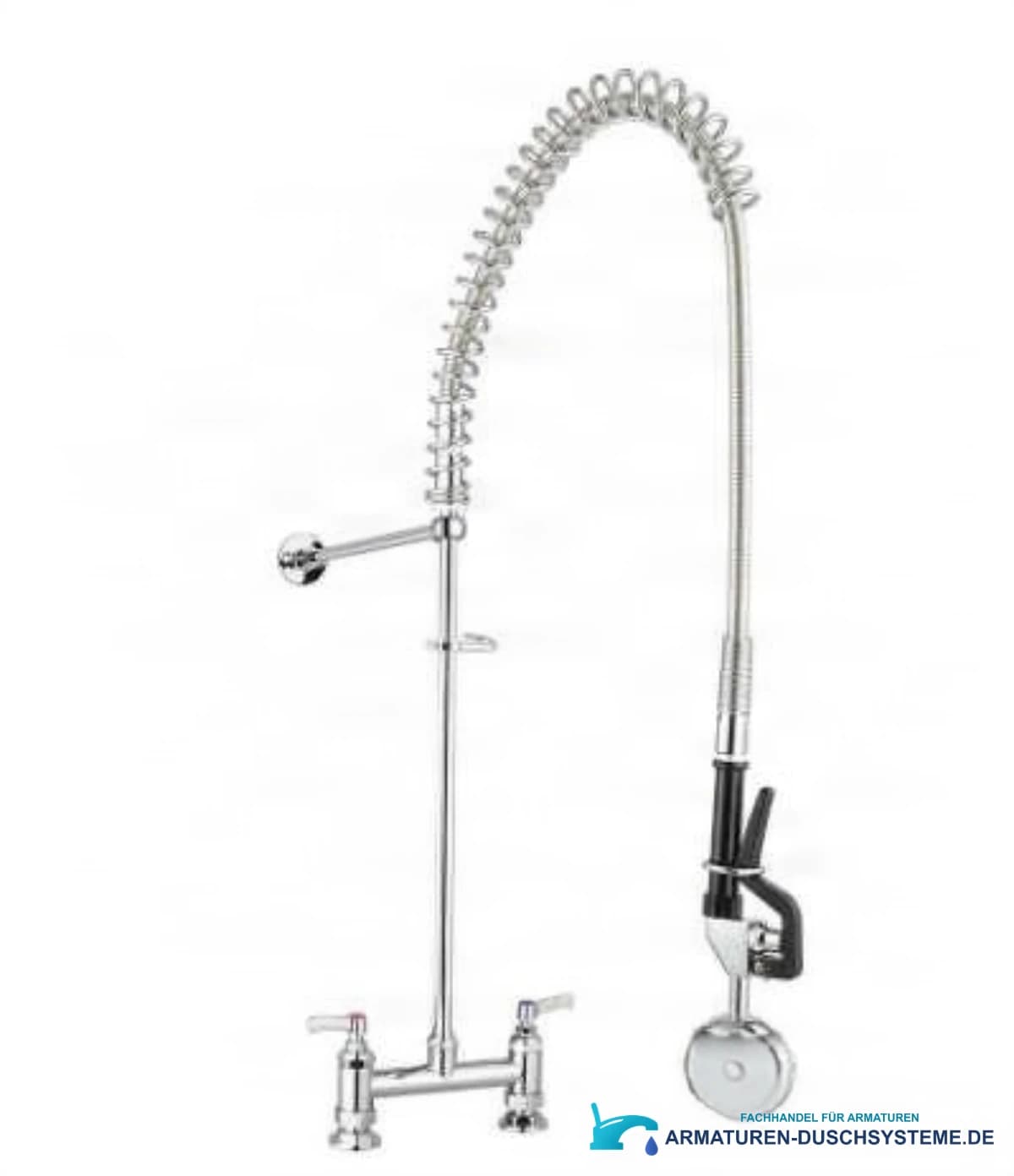 Professionelle Küchenarmatur NK8701 – Seitenansicht mit Federbrause und Wandhalter