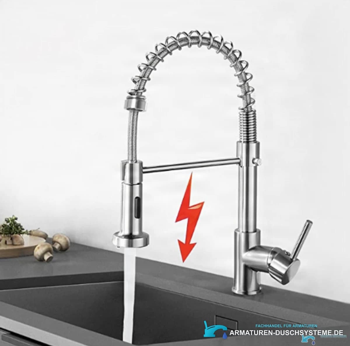 Niederdruck-Küchenarmatur für Warmwasserspeicher NT1437 in glänzendem Chrom