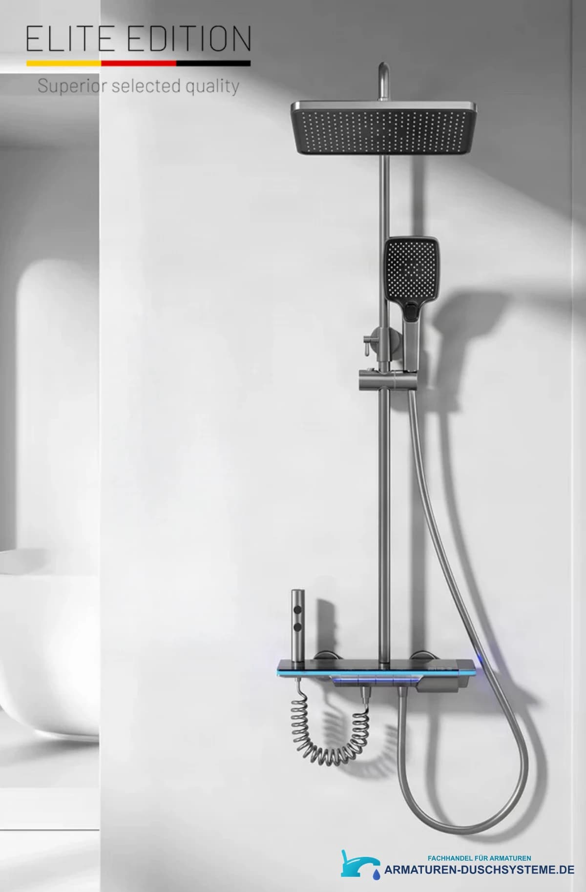 Aufputz-Duschsystem der neuen Generation BSE1307 in gebürstetem Silber