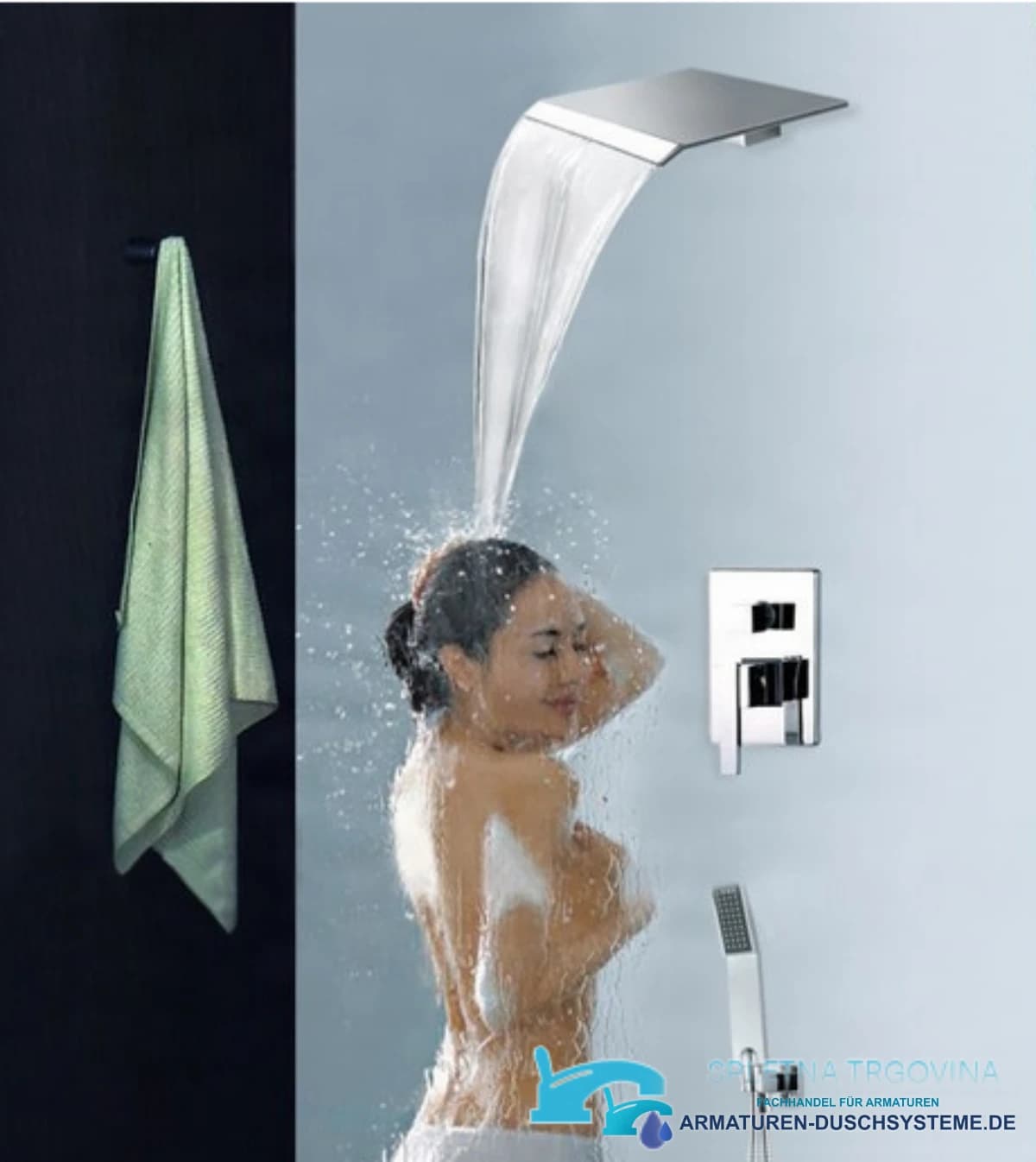 Unterputz-Duschsystem PT69359 mit Wasserfallfunktion in glänzendem Chrom