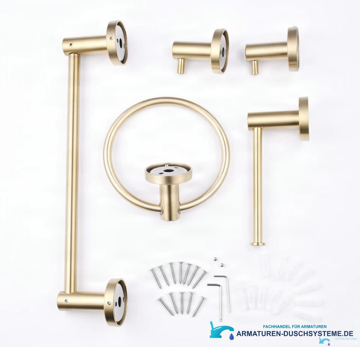Badaccessoires-Set BA1308 in gebürstetem Gold mit vier Wandhaltern