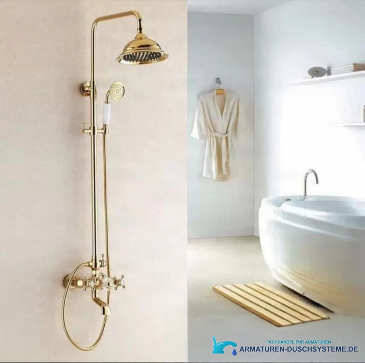 Duschpaneel mit glockenförmigem Brausekopf NTG87262 in glänzendem Gold