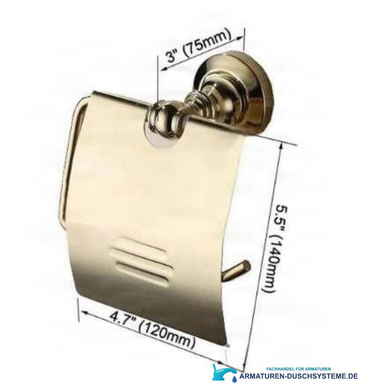 Goldener Toilettenpapierhalter woo-15049 mit Abdeckung in gebürsteter Optik
