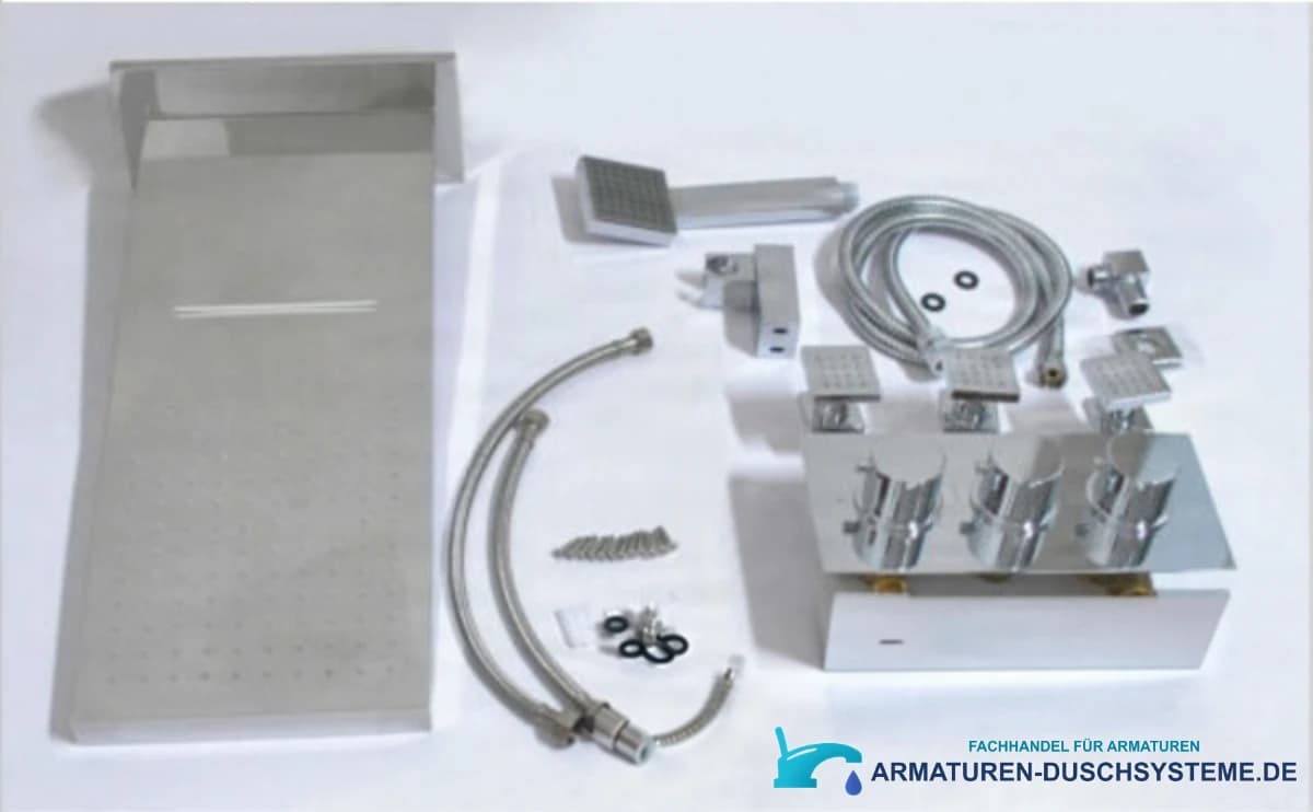 Unterputz-Duschsystem PT62253 mit Massagedüsen, Kopfbrause, Handbrause und Bedienfeld