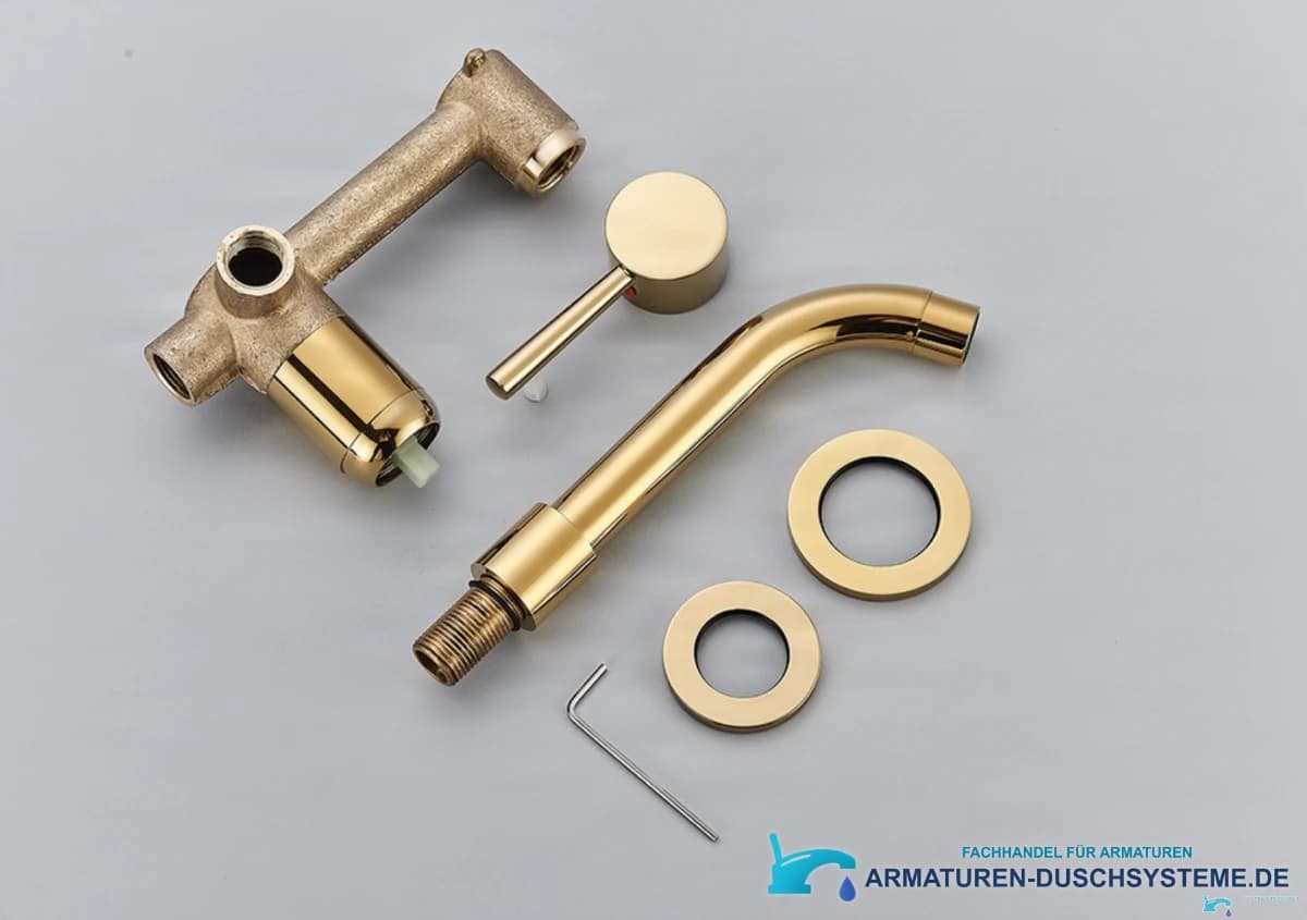 Wandarmatur für Waschbecken SG1520 mit Auslauf, Hebel und Rosetten