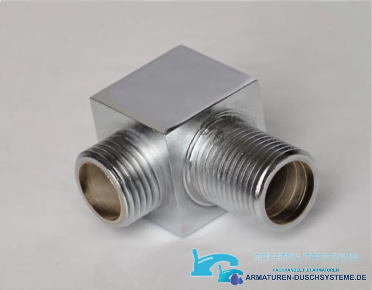 Detail des verchromten Winkelanschlusses für das Unterputz-Duschsystem PT62253