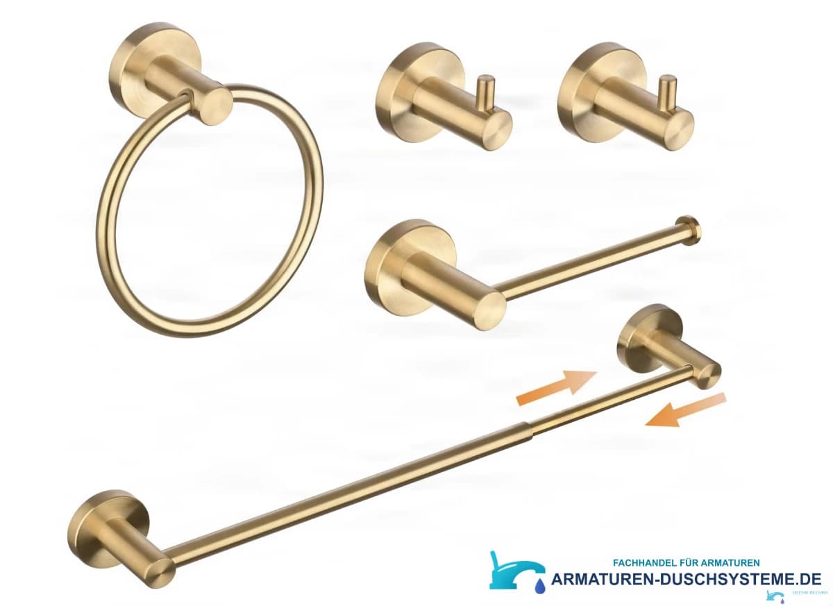 Badezimmer-Accessoire-Set BA1308 in gebürstetem Gold