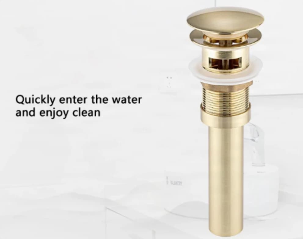 Pop-up-Ablaufventil ELITE EDITION BSD1046 in gebürstetem Gold und Gold für Waschbecken mit Überlauf